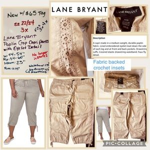 Sz 22/24 3x FITS 3x 4x ⭐️NEW Lane Bryant Poplin Capri Pants with Crochet Accent